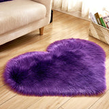 Max Heart Shape Shaggy Faux Sheepskin Area Rug Floor Carpet Mat Purple