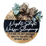 Maxbell Wooden Wreath Front Door 30cm Indoors Outside Night Shift Nurse Welcome Sign