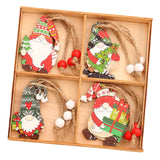 Maxbell Wooden Christmas Ornaments Decorations 4 Different Patterns for Season