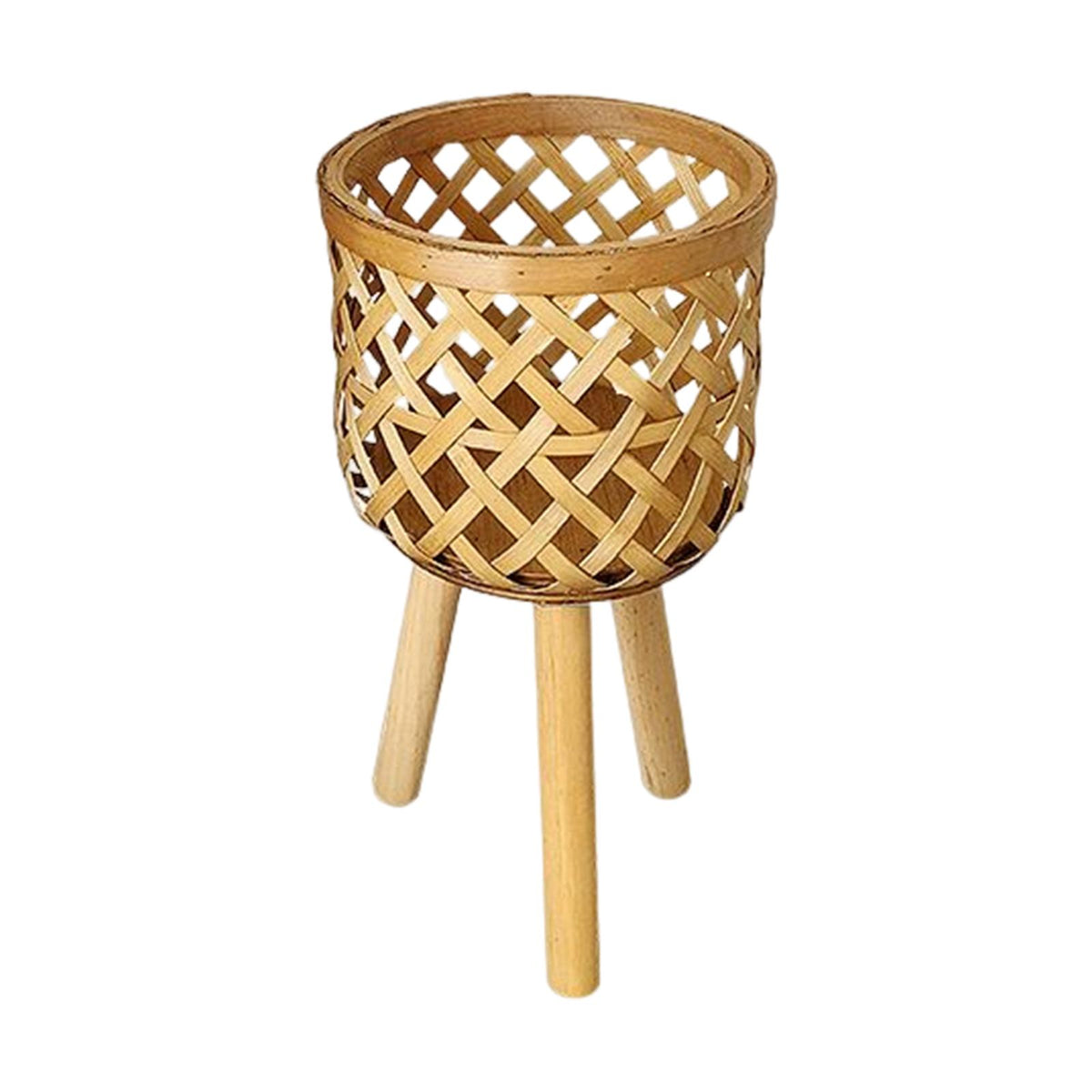 Maxbell Hand Woven Flower Pot Stand Farmhouse for Home Office Living Room Small