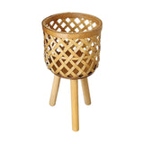 Maxbell Hand Woven Flower Pot Stand Farmhouse for Home Office Living Room Small