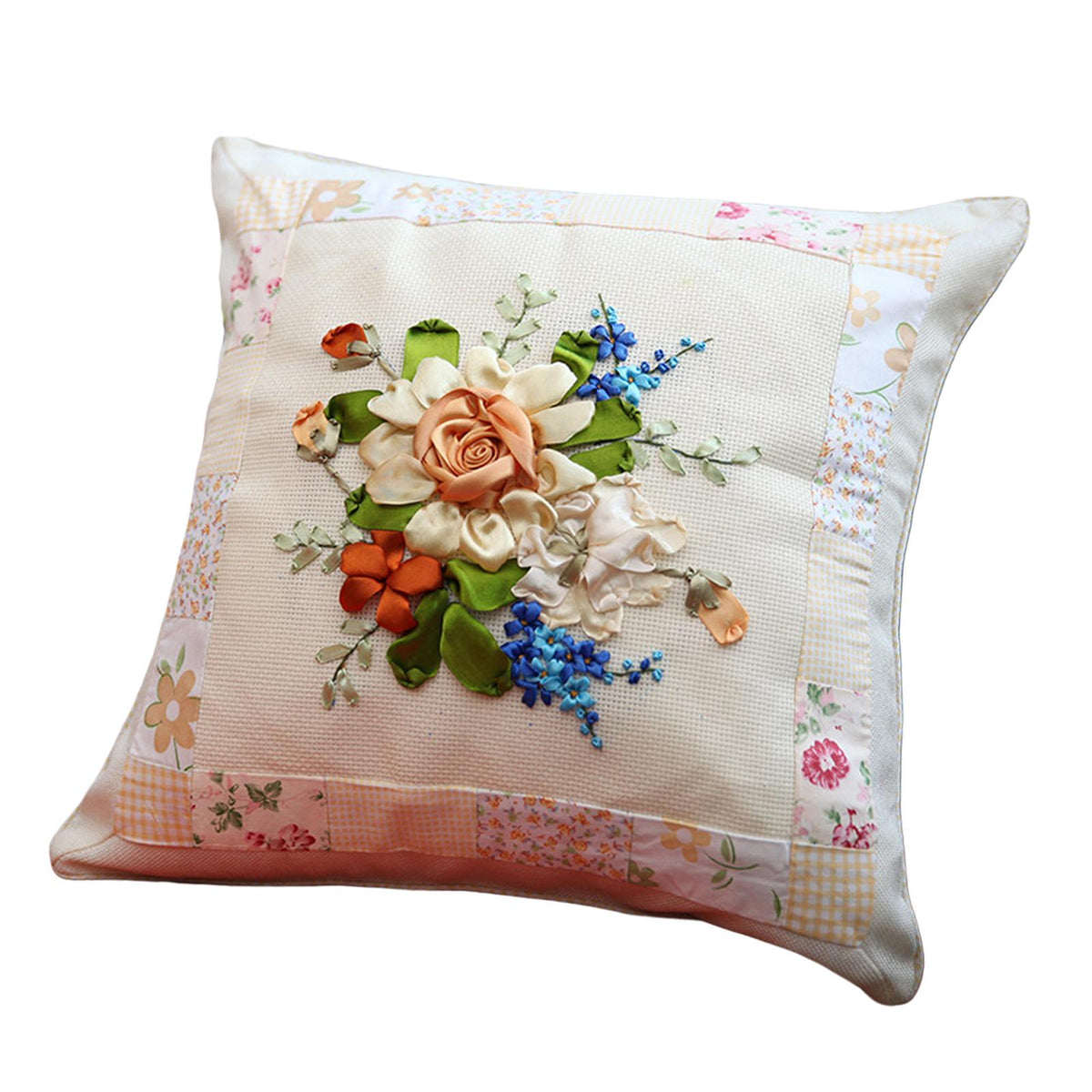 Maxbell Maxbell Embroidery Pillow Covers Kit Sewing Craft Floral Pattern for Wedding Bedroom Option 4