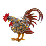 Maxbell Cute Rhinestone Cock Rooster Animal Brooch Pins Christmas Kids Gift Coffee