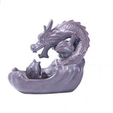 Maxbell Ceramic Backflow Incense Burner Home Decor Dragon Cones Holder Censer a