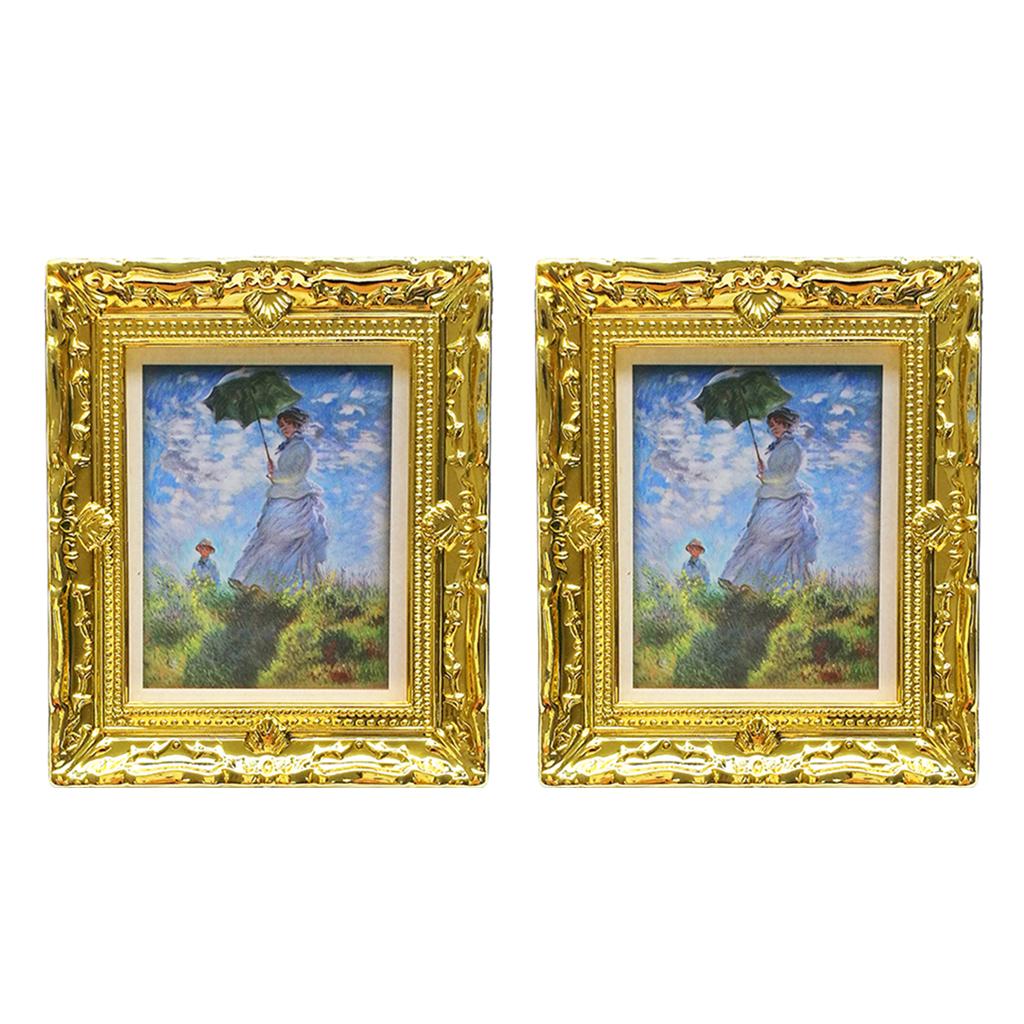 Maxbell 1:12 Dollhouse Gold Picture Frame Miniature Daisy Women Decor Accessory B