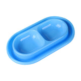 Maxbell Cat Food and Water Bowl Set AntiSlip for Indoor Cats Outside Pet Double Bowl Small Blue