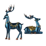 Maxbell 2x Deer Figurines Reindeer Sculptures Ornament Animal Couple Elk Statues
