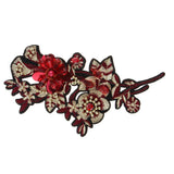 Max Bead Flower Applique Embroidery Sequin Patch Badge for Clothes Sewing Red