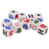 Maxbell Pack of 10 Pieces 12mm Six Sided Poker Dice for Casino Poker Card Game Favours