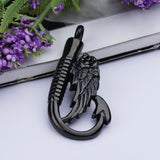 Maxbell Stainless Steel Fish Hook Angel Wing Pendant Cremation Ashes Keepsake Black