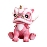 Maxbell Desktop Chinese Style Lion Statue Lightweight Stable Base Fine Craftsmanship Pink