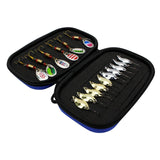 Maxbell 16 Pieces Portable Fishing Lures Spinners Spoon Baits Set Artificial Bait StyleA