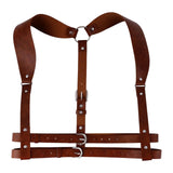 Maxbell PU Leather Punk Harness Women's Fashion Costume Body Waist Belt Steampunk Brown