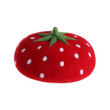 Maxbell Strawberry Beret Hat Artist Hat Elegant Soft Beanie Winter Newsboy Beret Cap 49to54cm for Kids