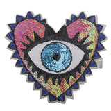 Max Large Love Heart Sequins Embroidered Iron On Patches for Clothes Bags Blue