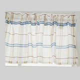 Max Rod Pocket Checked Linen Window Voile Curtain Valance Tier Blue 137x61cm - Aladdin Shoppers