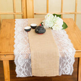 Max Rectangle Burlap Lace Hessian Table Runner Tablecloth for Wedding Party XMAS