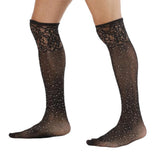 Maxbell Men's Sexy Mesh Floral Lace Anti-slip Knee High Socks Rhinestone Stockings