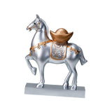 Maxbell Horse Statue Resin Figurine Sculpture Art Craft for Home Desk Decoration Argent Style A