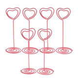 Max 6Pcs 85mm Heart Shaped Tall Table Number Cards Photo Holder Paper Menu Clips