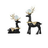 Maxbell Modern Reindeer Figurines Ornaments Deer Statues for Home Table Decor Black