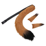 Maxbell Faux Fur Ears and Tail Set Fancy Dress Costume for Birthday Carnival Party Brown Black