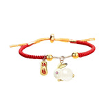 Maxbell Fashion Jewelry Animal Bracelet Bunny Earrings for Women Daughter Red Rope Bangle