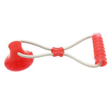Max Multifunction Dog Interative Tug Toy Rubber Chewing Suction Cup Toy Rose Red