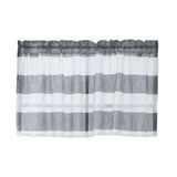 Max Window Striped Short Valance Rod Pocket Curtains Kitchen  Grey_ 74x60cm