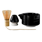 Maxbell 4Pcs Traditional Matcha Set for Family Japanese Matcha Preparation Best Gift Black