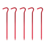 Max 5pcs Aluminum Tent Stakes Pegs Ground Nails for Camping Awning 18cm Red