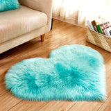 Max Heart Shape Shaggy Faux Sheepskin Area Rug Floor Carpet Mat Light Blue