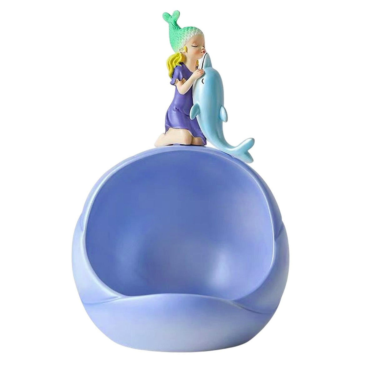 Maxbell Girl Dolphin Storage Bowl Statue Container for Living Room Decor Violet