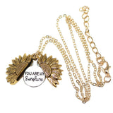 Maxbell Open Locket Necklace Engraved You Are My Sunshine Sunflower Golden