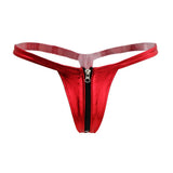 Maxbell Sexy Women Leather Zipper Open Front Thong Underwear G String T Back Red