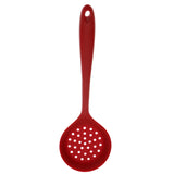 Max Silicone Colander Filter Soup Ladle -Long Handle W Hole Kitchen Red