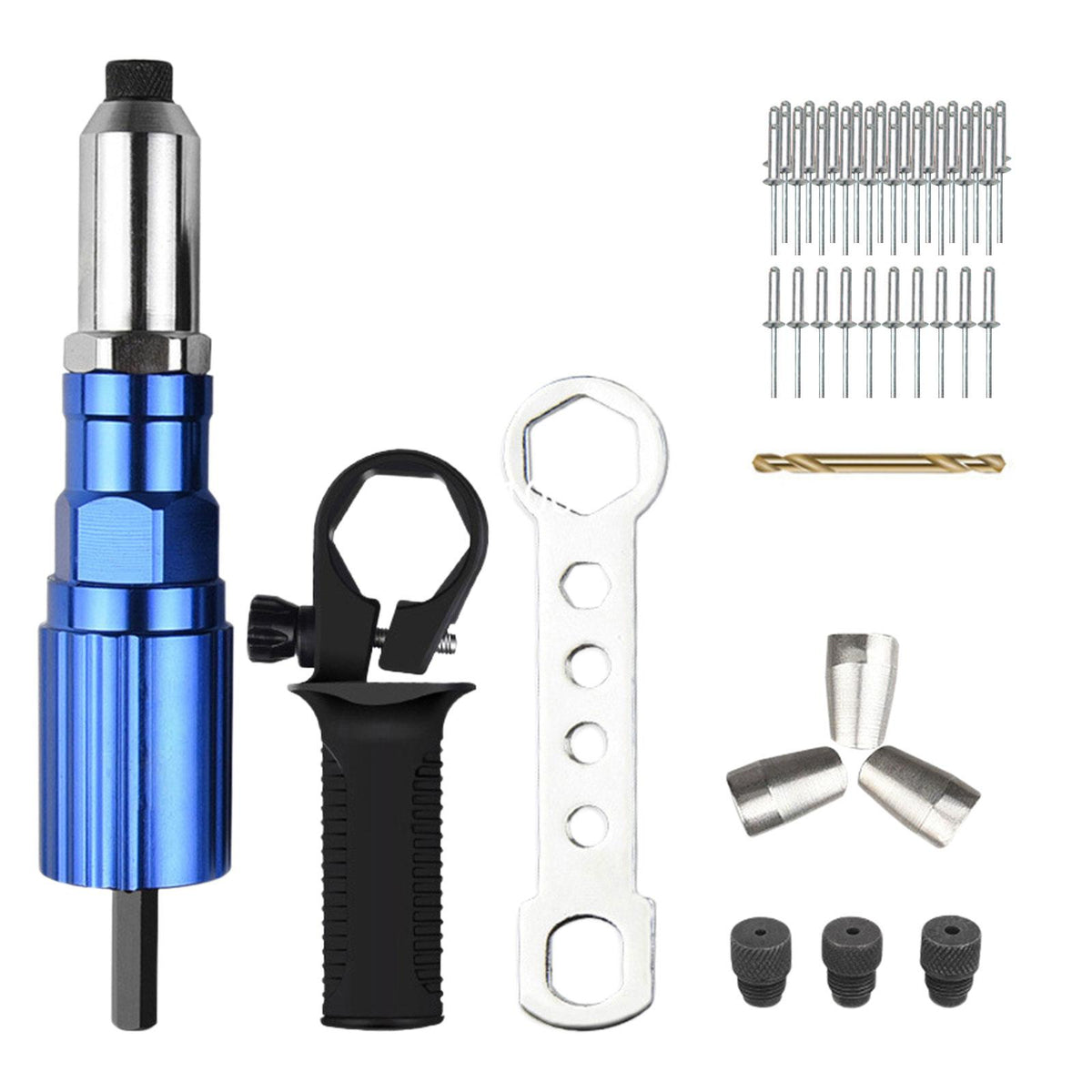 Maxbell Electric Rivet Adapter Cordless Handy Upgrade Accessory Attachment for Pipes wiht 50 Rivets 1 Nut