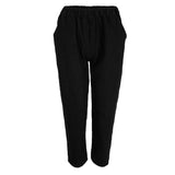 Maxbell Women Loose Solid Cotton Linen High Waist Harem Pants with Pockets S Black