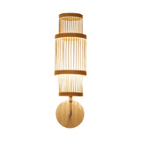Maxbell Bamboo Woven Wall Sconce Wall Mounted Light Fixture Rustic for Stairs Hotel