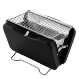 Maxbell Charcoal Grill Camping Tool Suitcase Shaped Portable for Picnic Backyard 30x20cm Black
