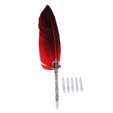 Max Vintage Retro Creative Quill Fountain Dip Pen With 5 Nib Gift Supply Red