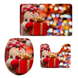 Max 3pcs/set Christmas Series Non-Slip Flannel Bathroom Mat Rug Set D