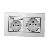 Maxbell French 2.1A USB Wall Outlet Charger 16A Duplex Receptacles Multi Plug Gray