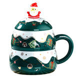 Maxbell Ceramic Christmas Mug Creaive Painted Tea Cup for Daily Use Christmas Latte Green