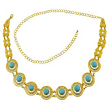 Maxbell 110-115cm Crystal Flower Green Stone Pearl Gold Belly Chains for Waist Type1