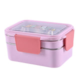 Maxbell 2 Layer Stainless Steel Bento Box Food Container for Outdoor Camping Hiking Pink