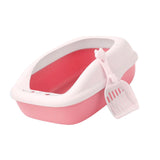 Maxbell Cat Litter Box with High Side Durable Pet Litter Tray Cat Sandbox Bedpan Pink