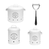 Maxbell 3 Pieces Potato Onion Garlic Canister Set Garlic Keeper Jars for Restaurant White
