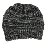 Maxbell Womens Messy Bun Ponytail Crochet Knitted Winter Beanie Hat Cap Black White