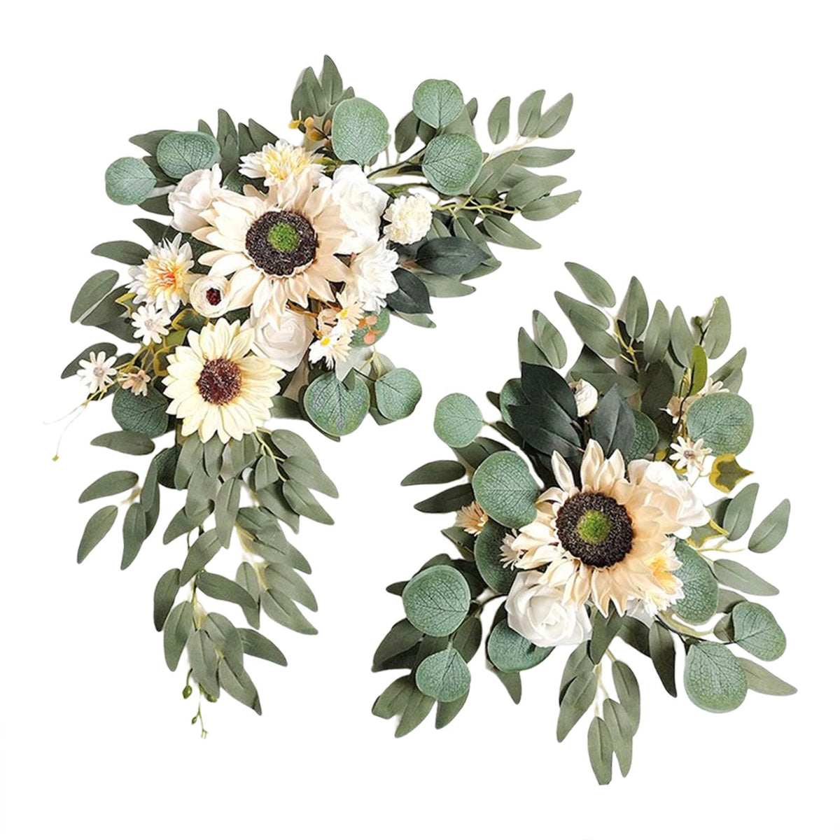 Maxbell 2 Pieces Artificial Wreath Home Decor Front Door Ornament Flower Swag Window Style G